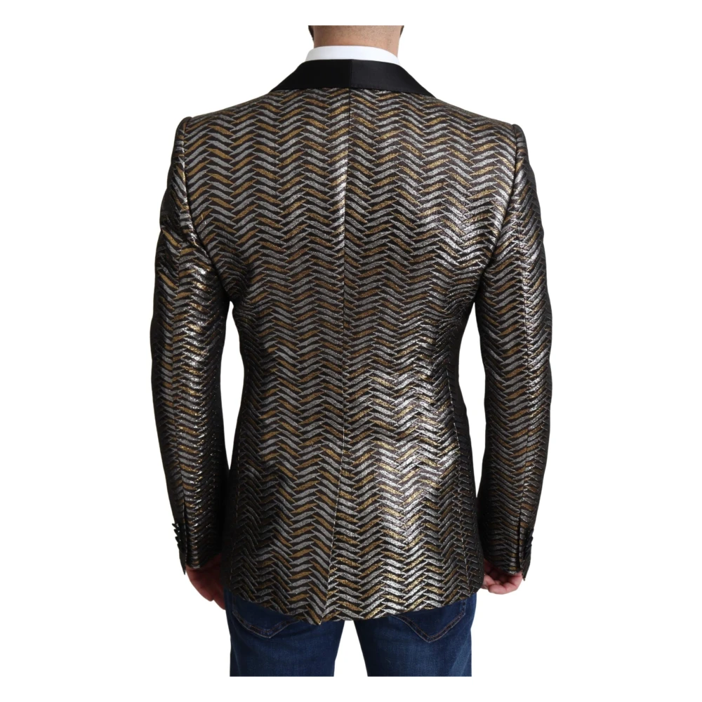 Dolce & Gabbana Metallic Jacquard Slim Blazer Jacket Multicolor Heren