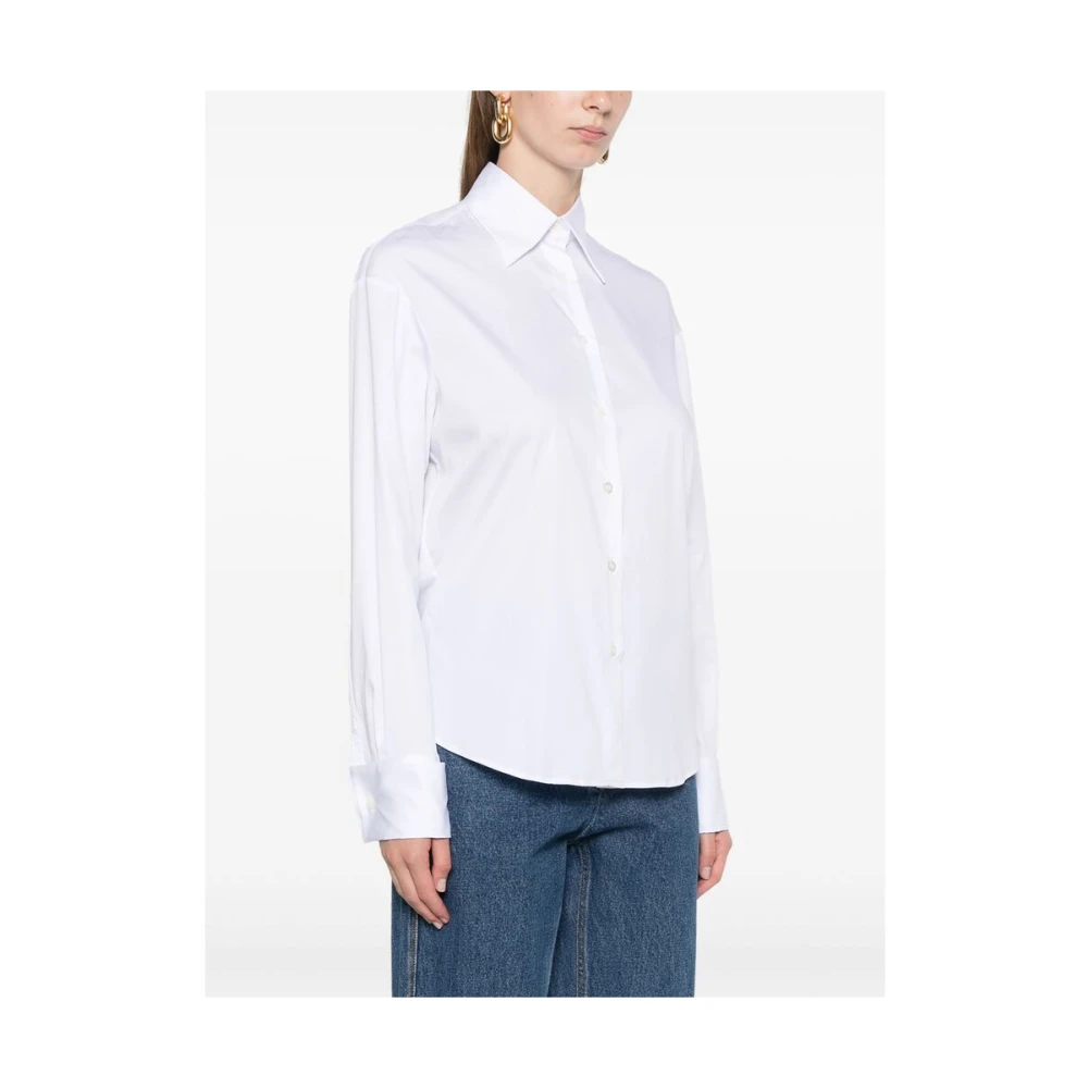 Mazzarelli Witte Katoenen Overhemd Franse Manchetten White Dames