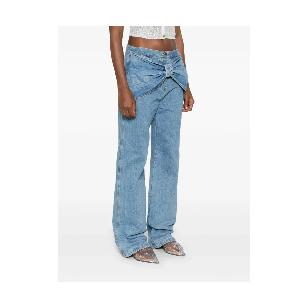 Mach & Mach Blauwe Straight Leg Jeans met Rits Blue Dames