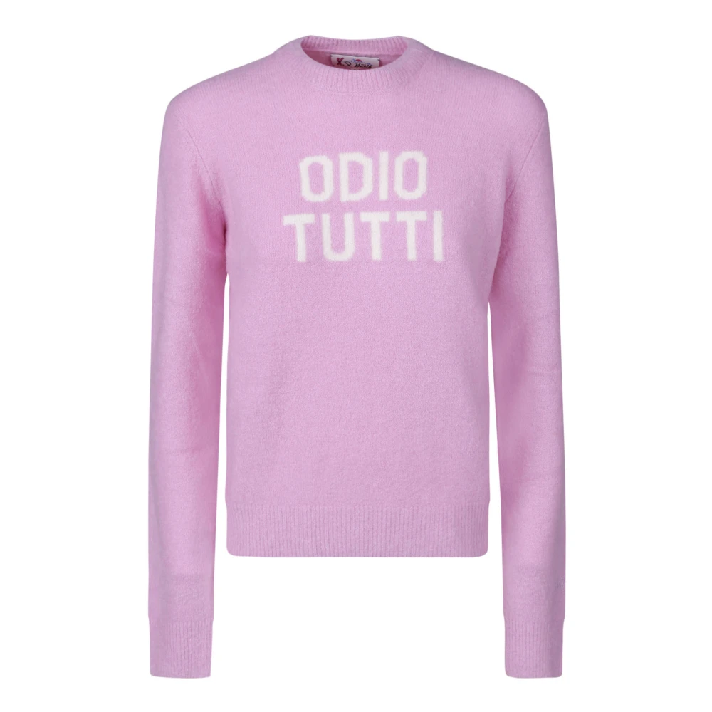 MC2 Saint Barth Abstract Multicolor Logo Sweater Pink Dames