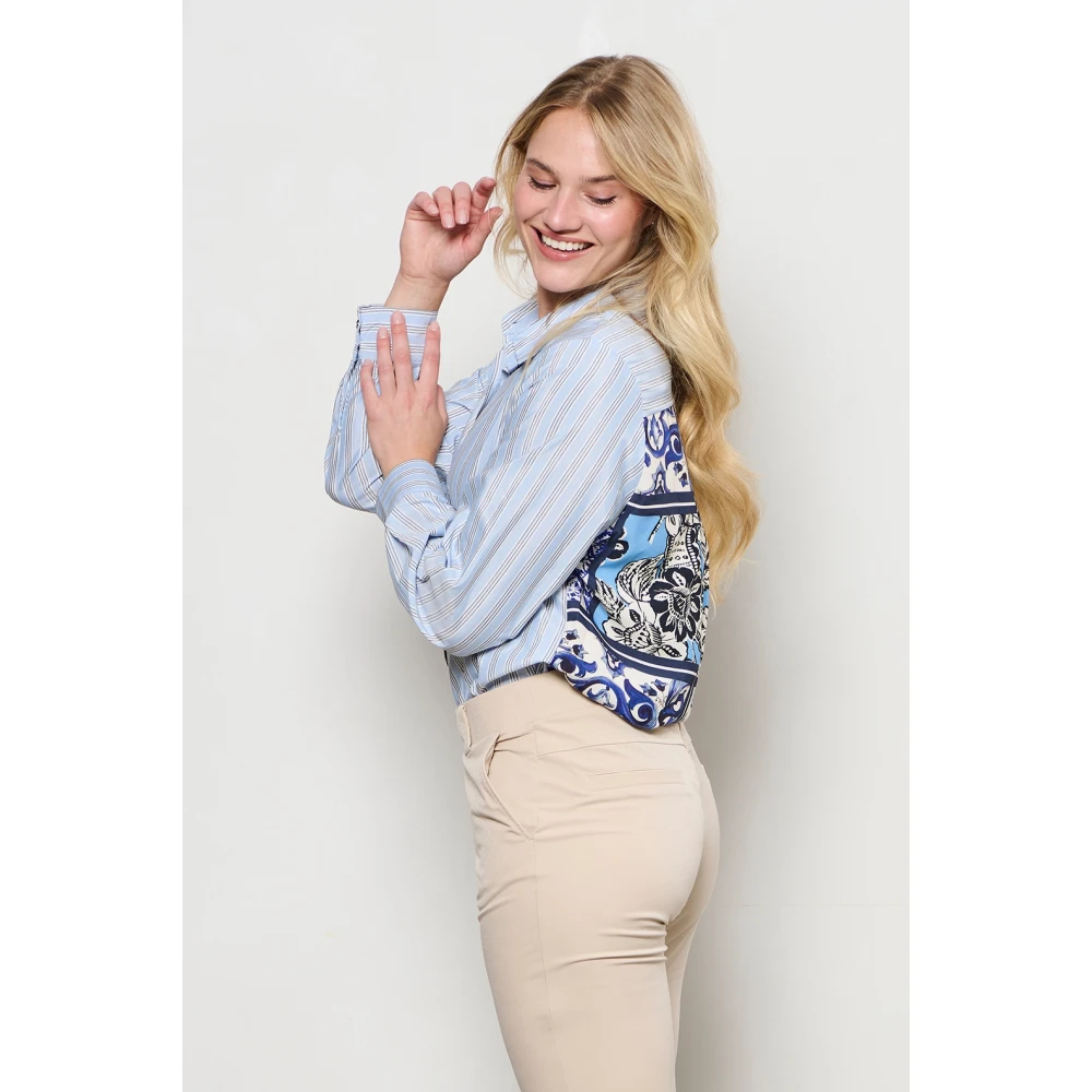 &Co Woman Overhemd met lange mouwen effen kleur Blue Dames