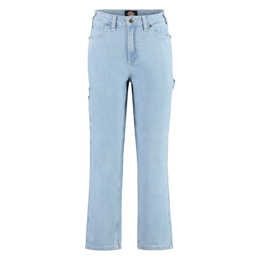 Dickies Straight Leg Jeans met Contraststiksels Blue Dames
