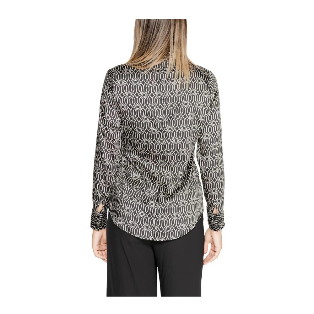 RINASCIMENTO Geometrische Blouse van Zijde met Kraag en Print Black Dames