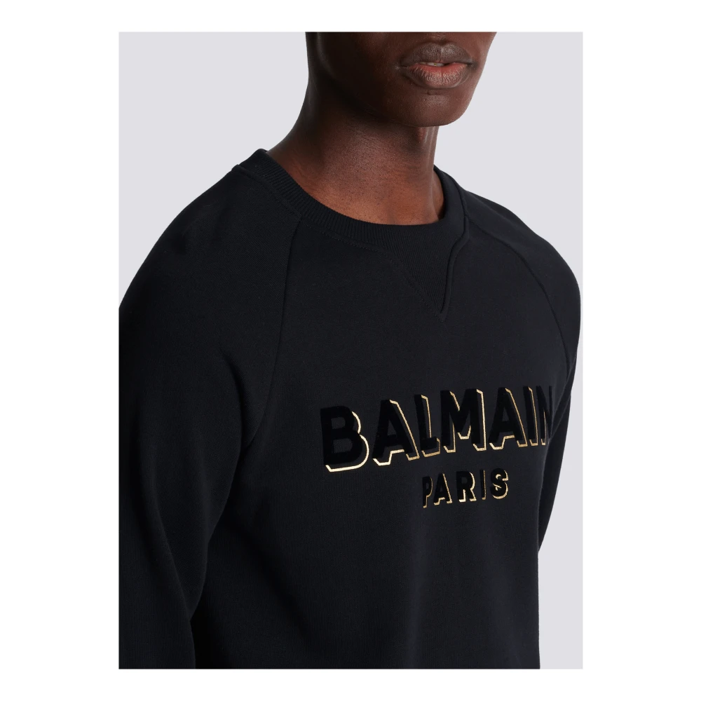 Balmain Metallic flocked sweatshirt Black Heren