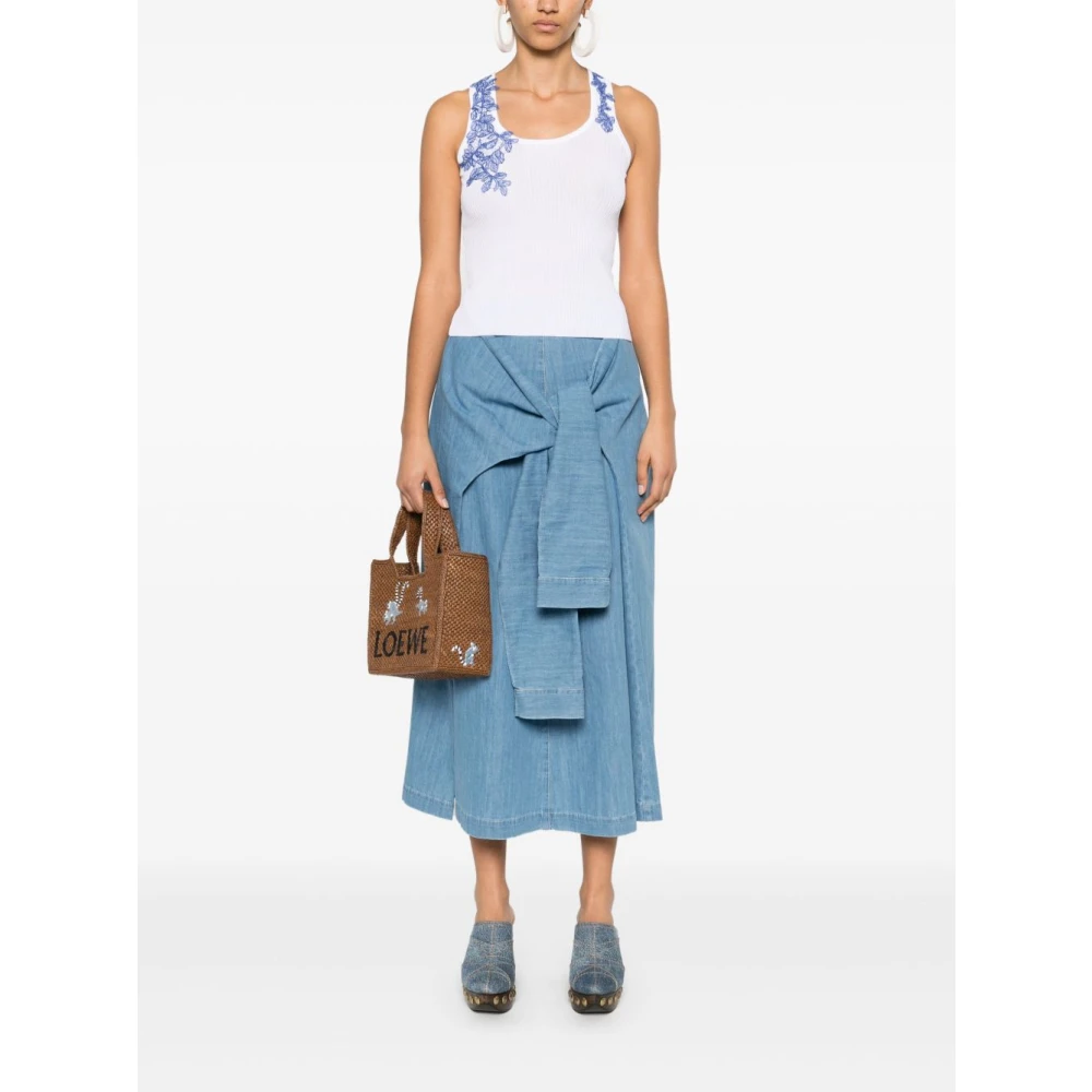 Ermanno Scervino Witte Mouwloze Top met Geribbelde Details White Dames