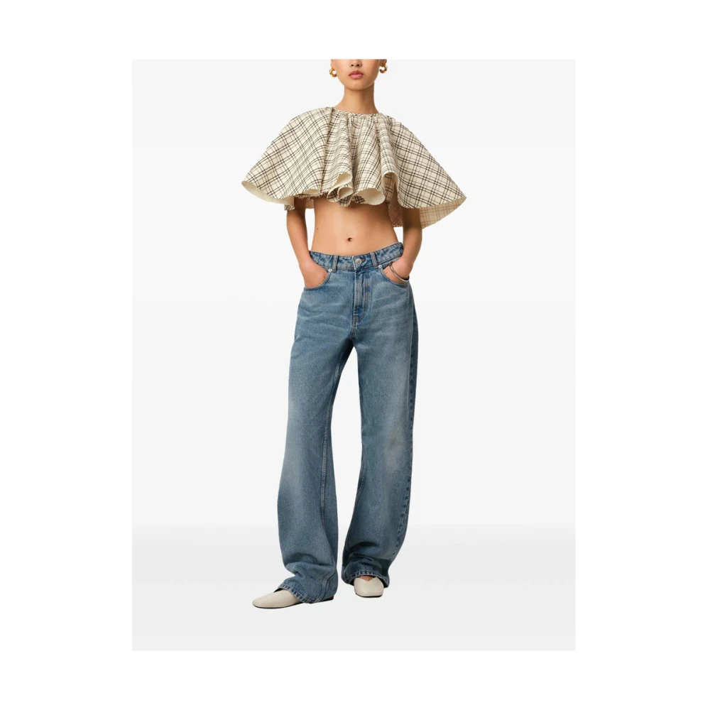 Ami Paris Beige Check Print Cape Design Top Multicolor Dames