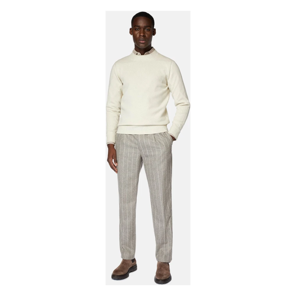 Boggi Milano City Broek in Pinstripe Flanel Gray Heren