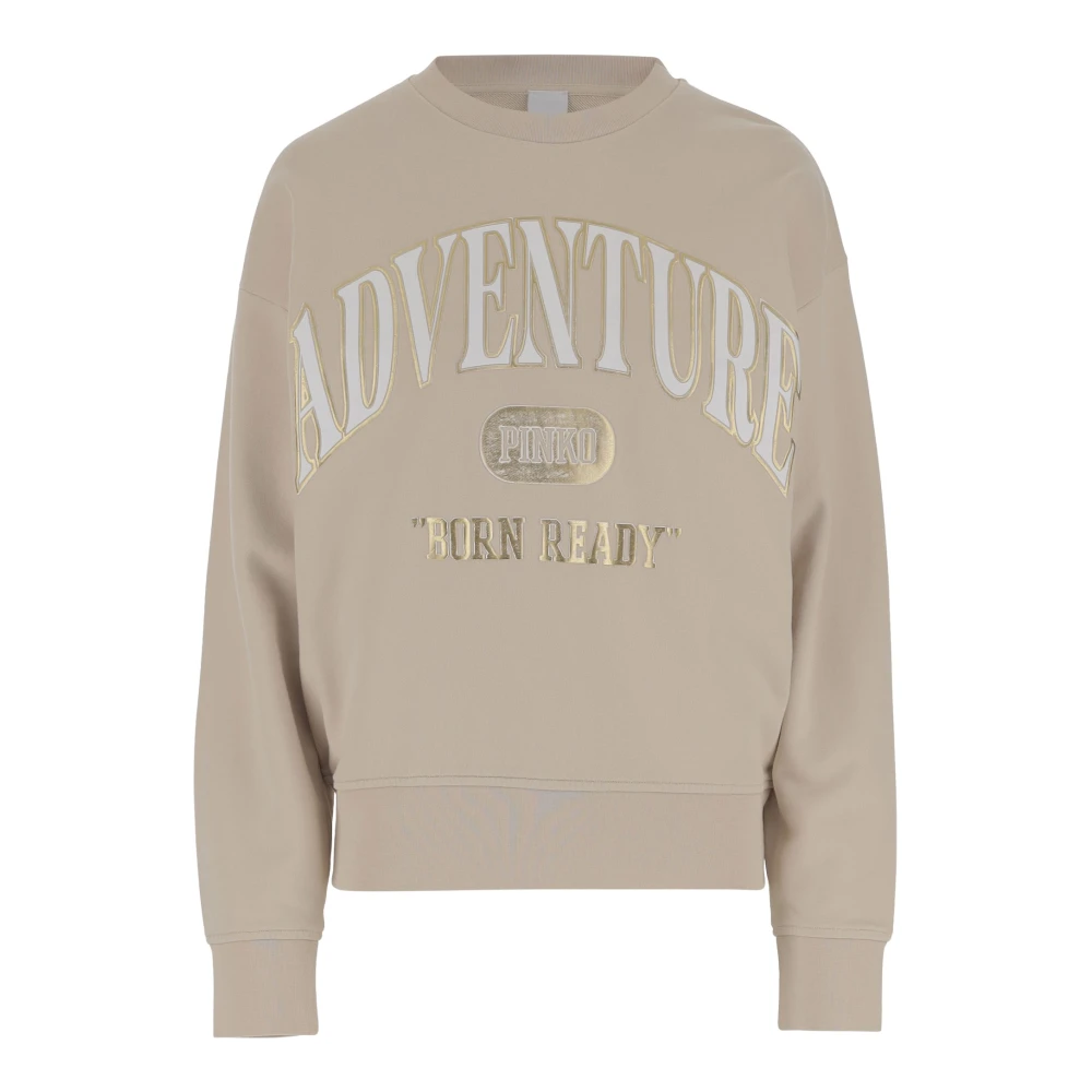 Pinko Logo Print Katoenen Sweatshirt Beige Dames