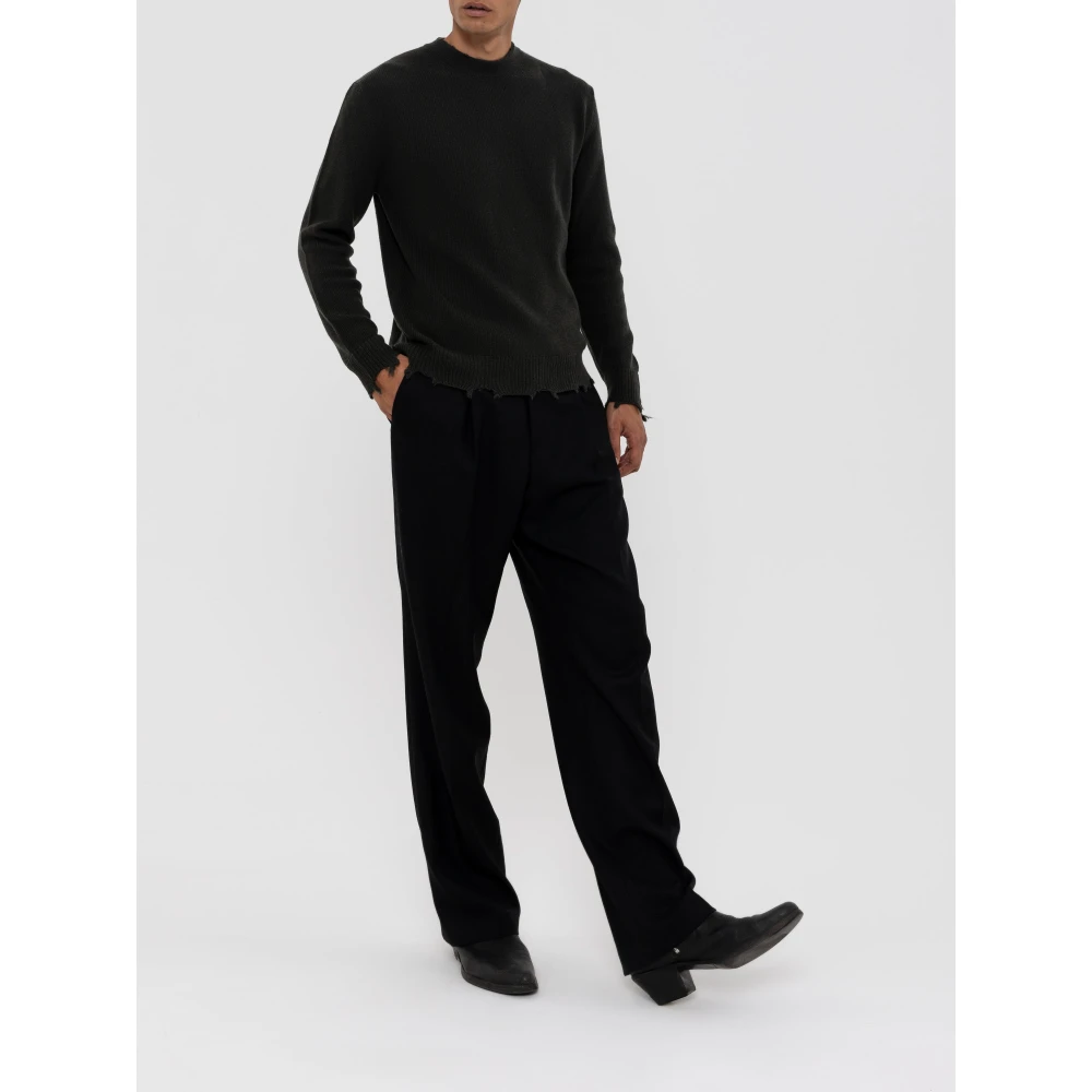 Laneus Turtleneck Sweater With Wool Breakages Green Heren