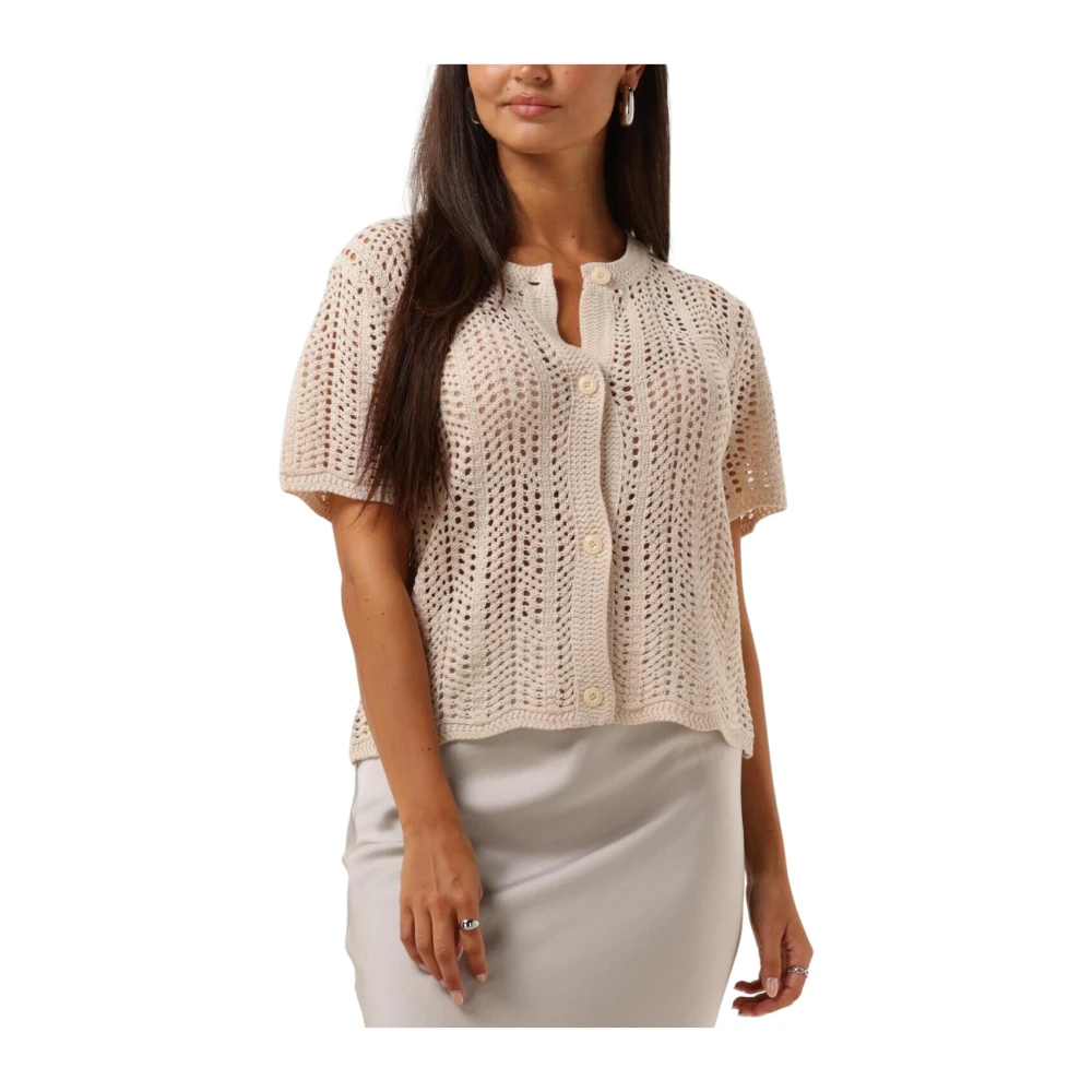 NEO NOIR Boho Crochet Gebreide Vest Beige Dames