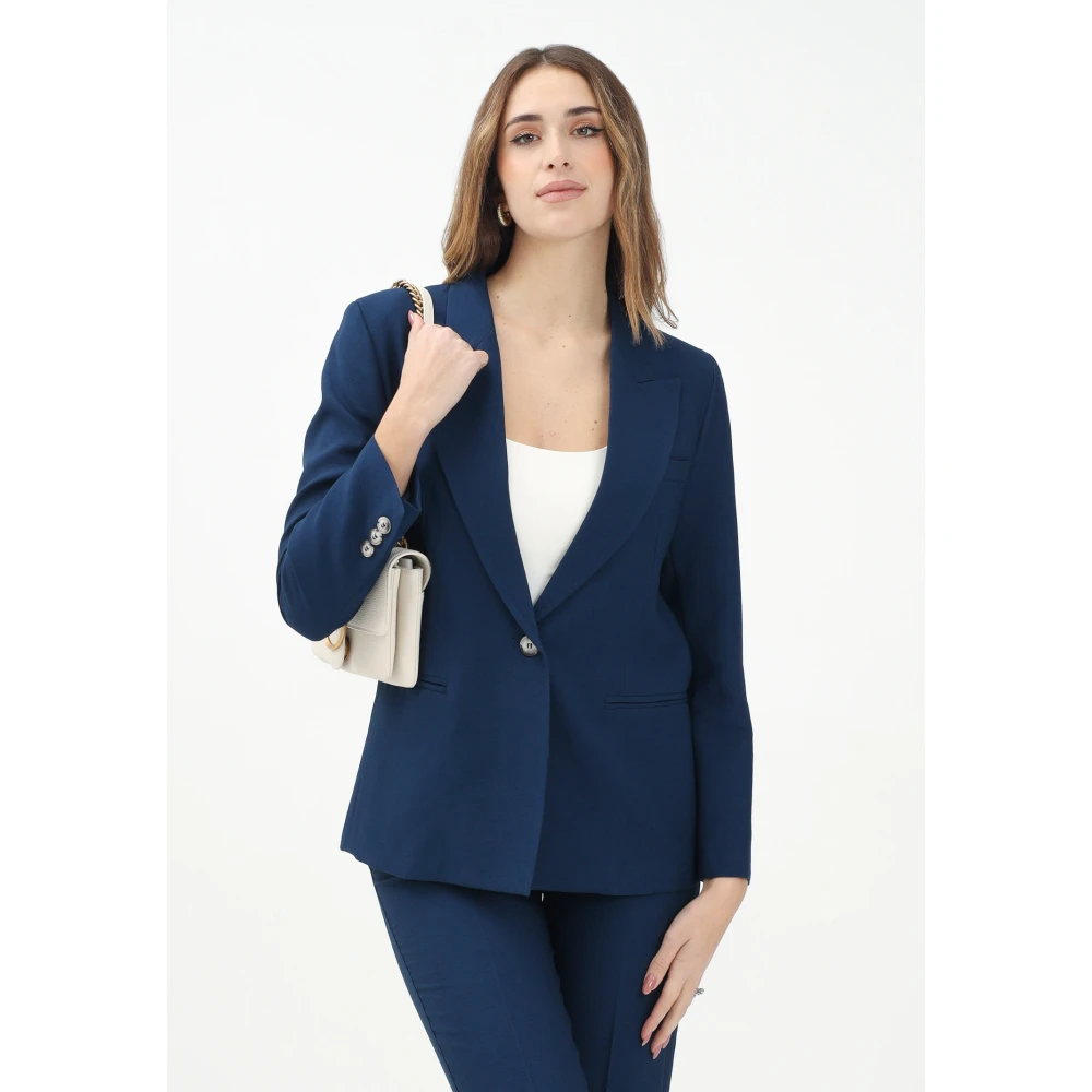 ViCOLO Blauw Single-Breasted Jas Tailored Fit Blue Dames