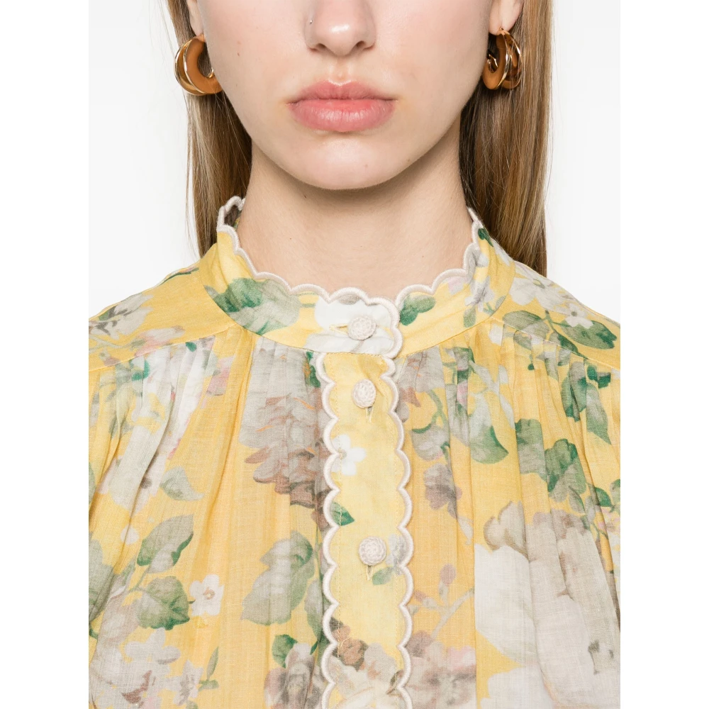 Zimmermann Gele Batwing Blouson Mouw Shirt Yellow Dames