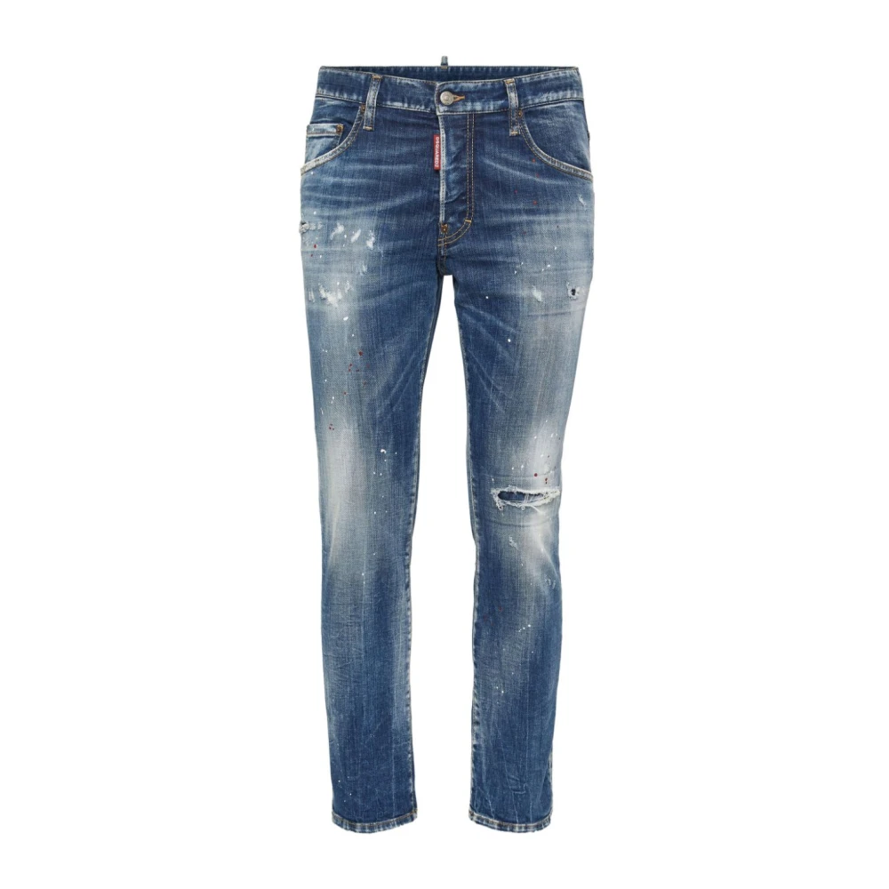 Dsquared2 Blauwe Gescheurde Katoenen Jeans Blue Heren