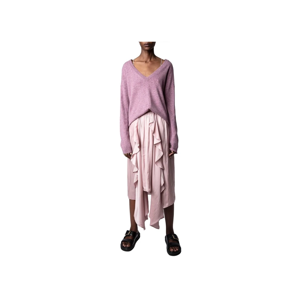 Zadig & Voltaire Roze Gedrapeerde Midi Rok Pink Dames