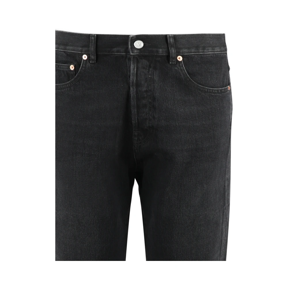 Valentino Garavani Zwarte Jeans Regular Fit Rits Sluiting Black Heren