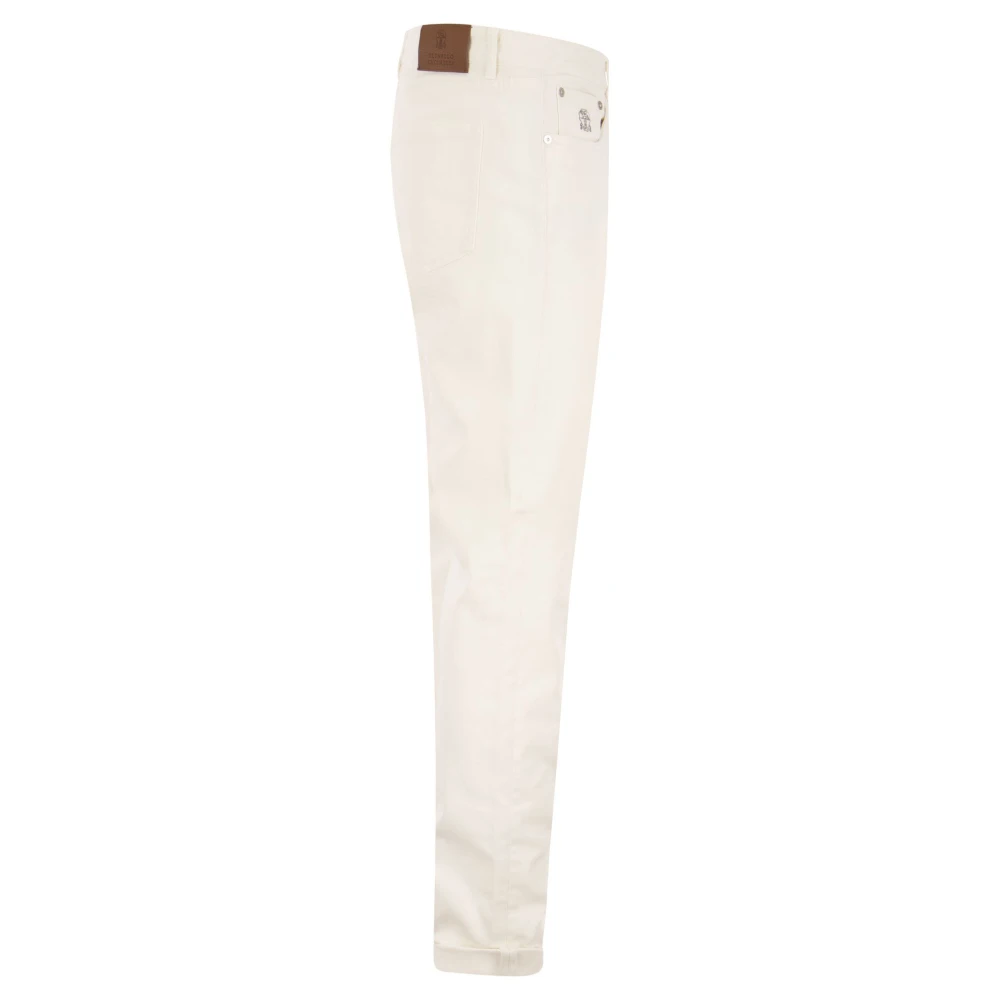 BRUNELLO CUCINELLI Jeans met Patch en Logo Borduursel White Heren