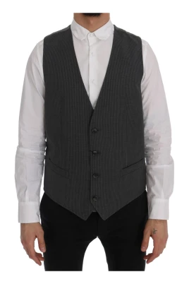 Grå Bomull Rayon Vest Väst
