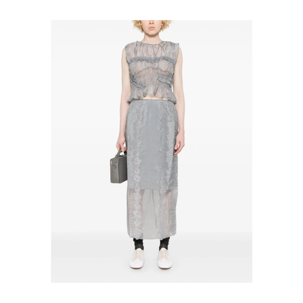 Cecilie Bahnsen Grijze Bloemen Organza Pencil Rok Gray Dames