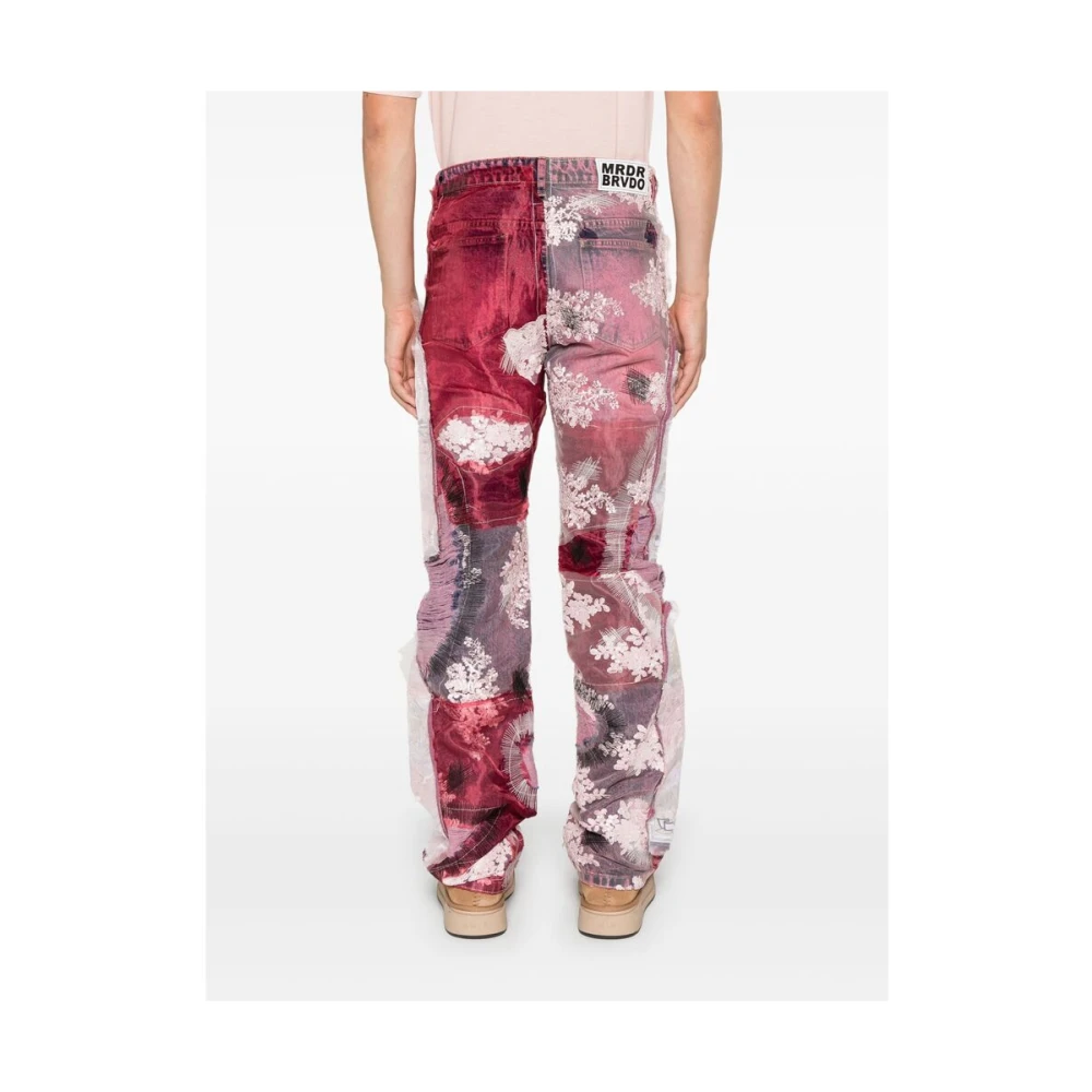 Who Decides War Patchwork Denim Jeans met Bloemendetails Multicolor Heren