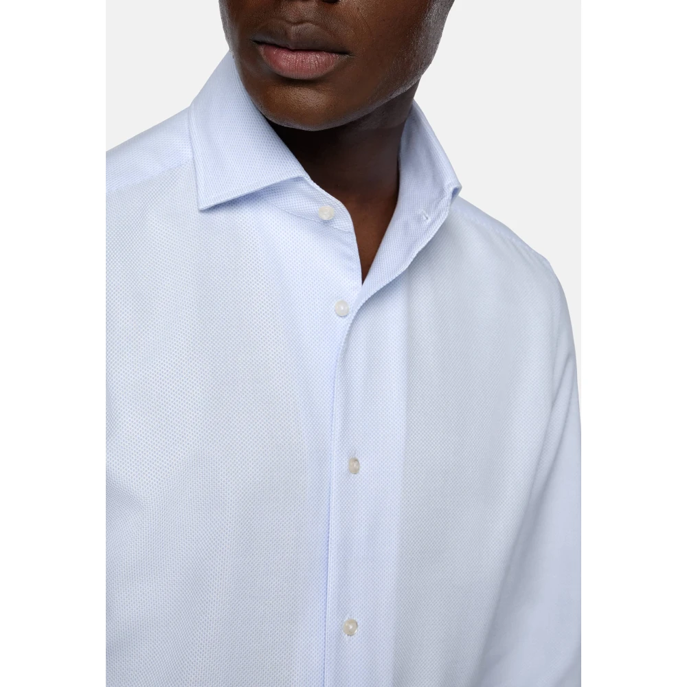 Boggi Milano Regular Fit Overhemd van honingraatkatoen Blue Heren