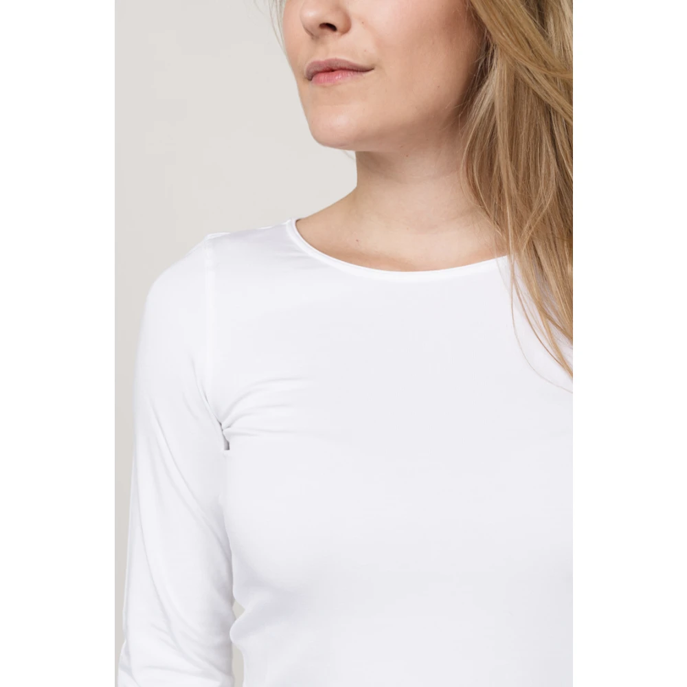 Le Tricot Perugia Zachte Witte T-shirt White Dames