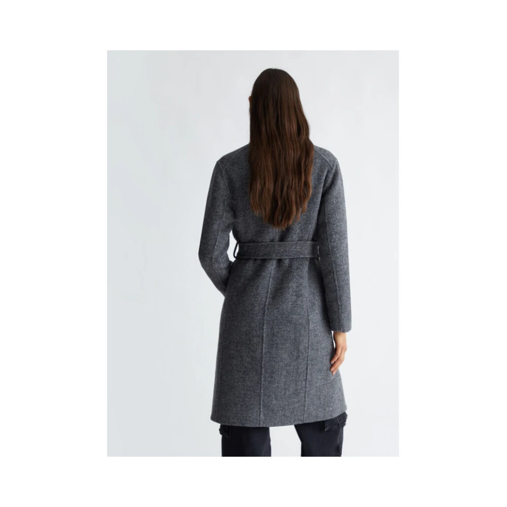 Liu Jo Wollen Dubbelbreasted Jas Gray Dames