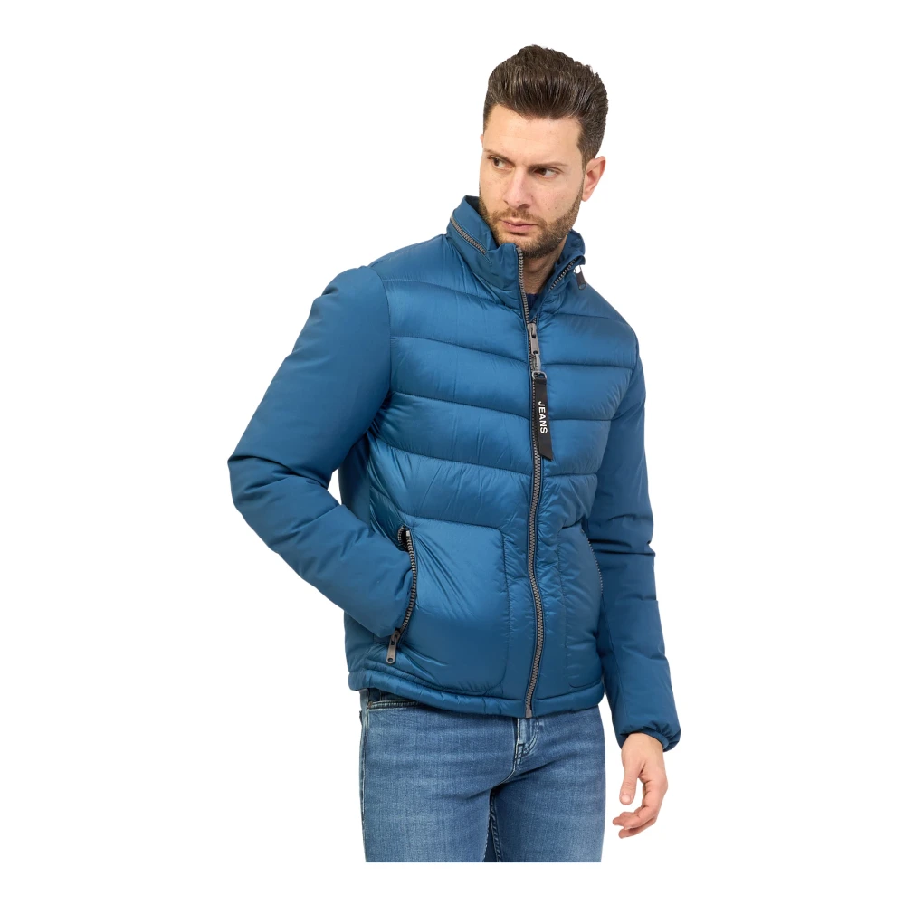 YES ZEE Heldere Blauwe Gewatteerde Fullzip Jas Blue Heren