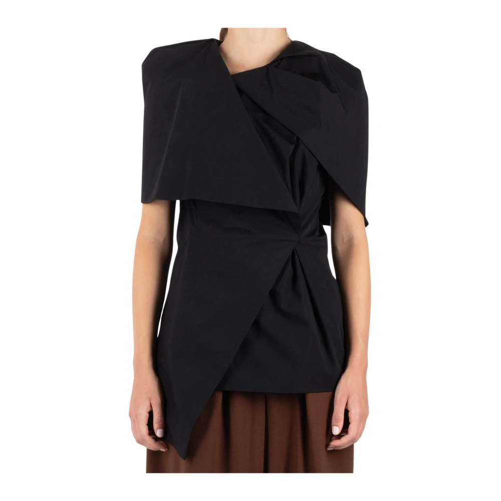 Dries Van Noten Zwarte Katoenen Overhemd Black Dames