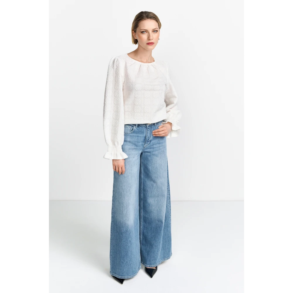 Rich & Royal Bloemen Longsleeve Top White Dames