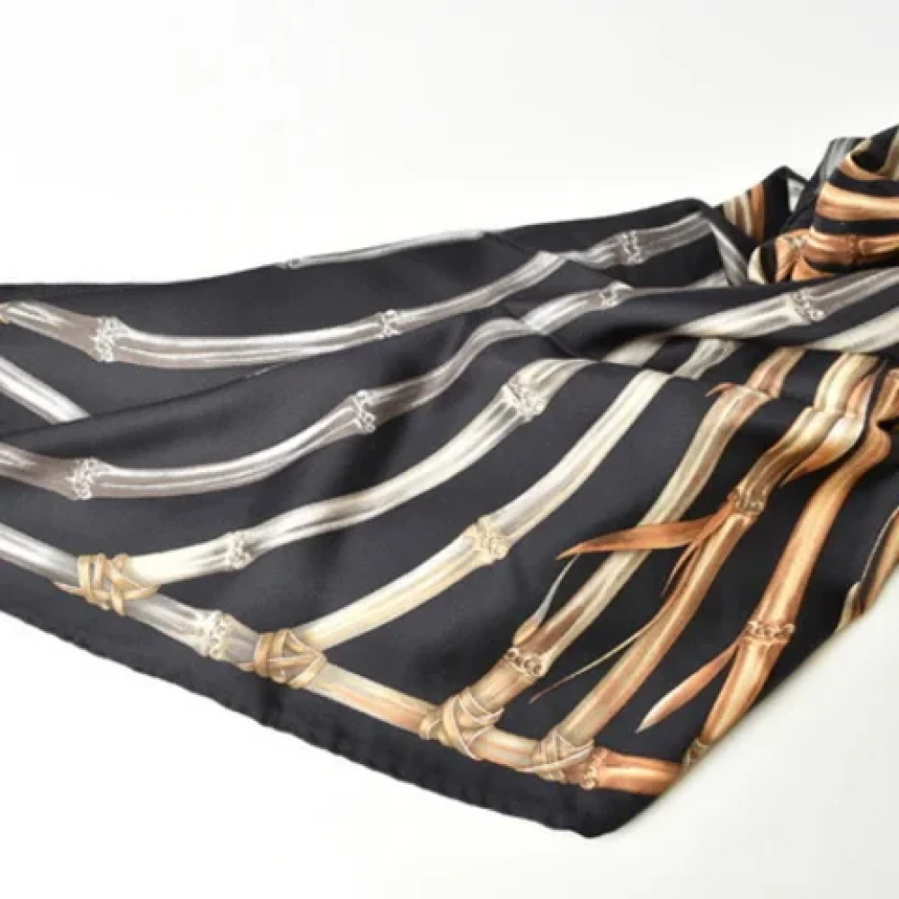 Gucci Vintage Pre-owned Silk scarves Black Dames