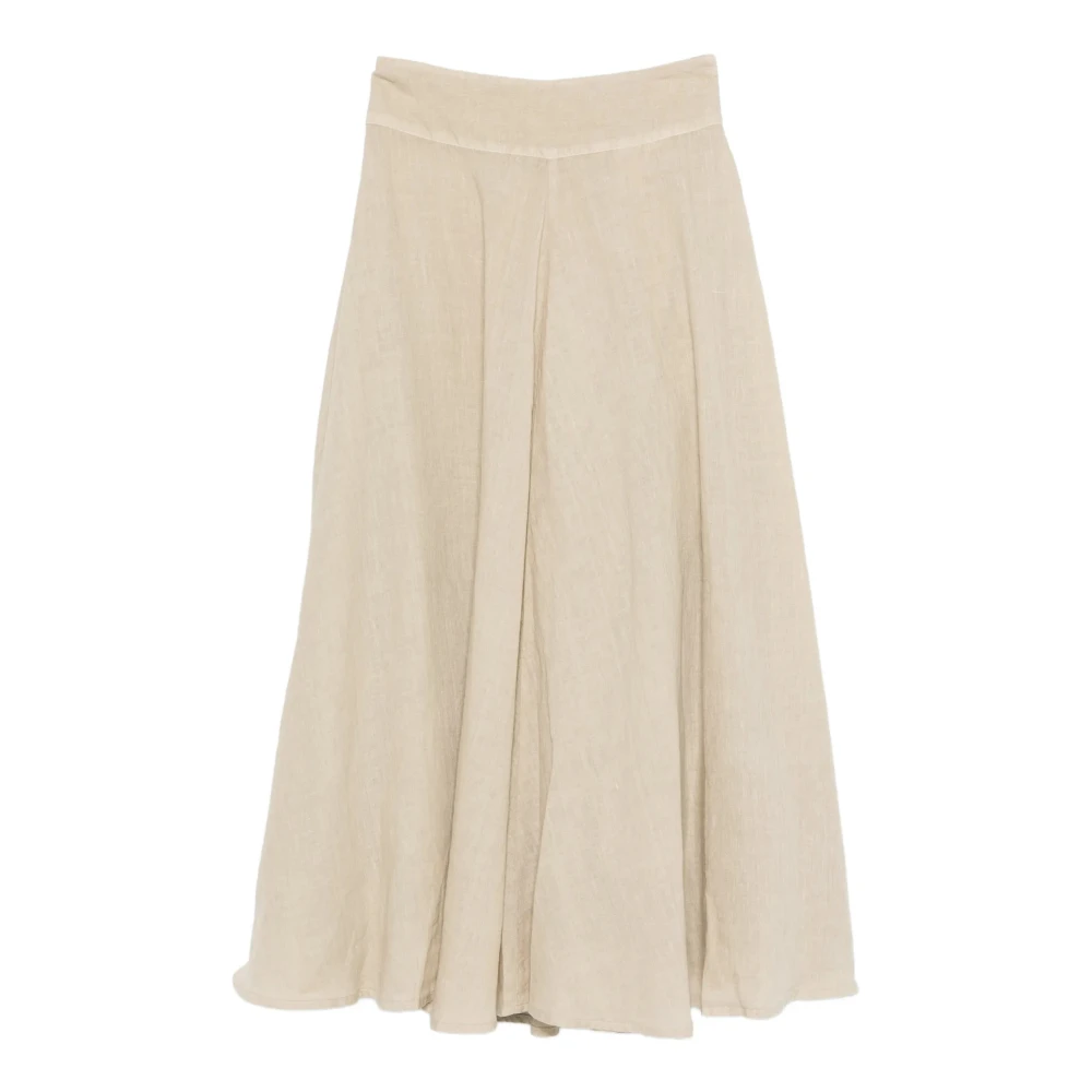 120% Lino Women's Beige Midi Skirts, 2XS, Pleated Midi Skirt