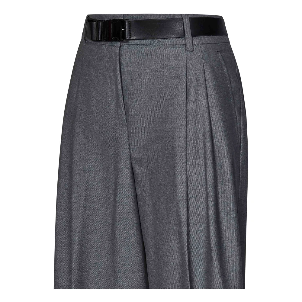 Max Mara Grijze Wollen Broek met Dubbele Plooi Gray Dames