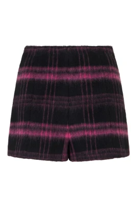 Svarta shorts med rutmönster och hög midja.