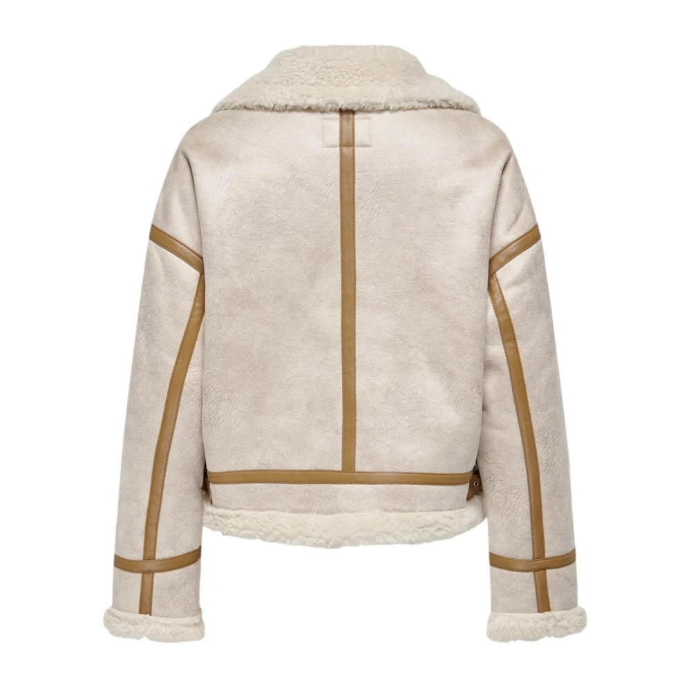 Only Hoge nek jas Beige Dames
