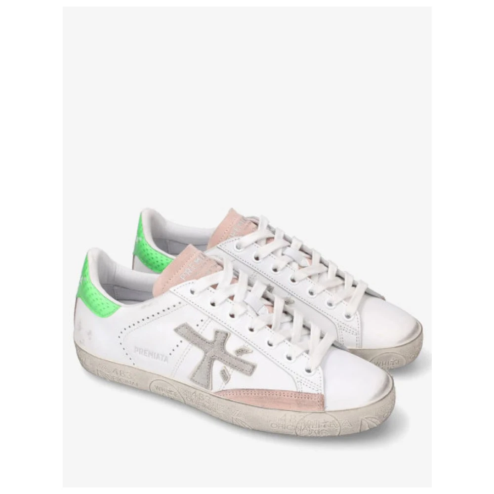 Premiata Leren sneakers met suède details White Dames