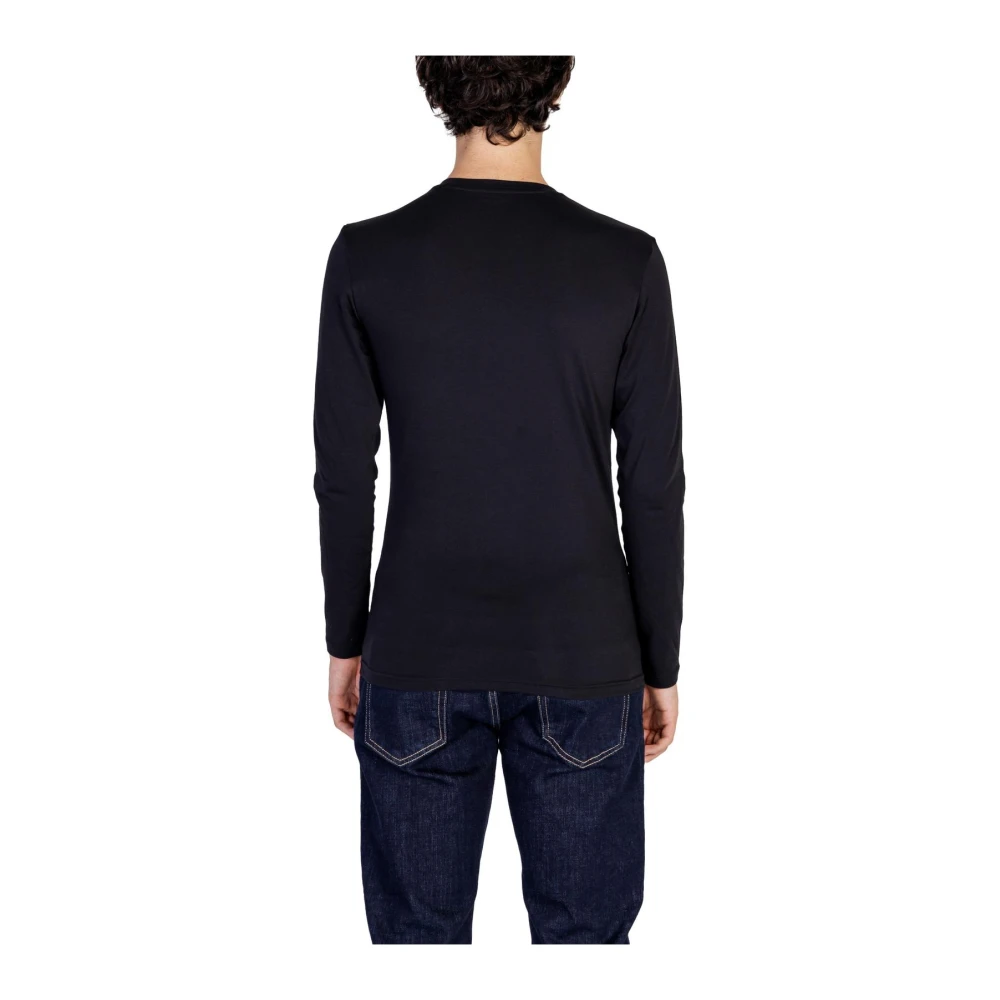 Emporio Armani Zwarte lange mouw ronde hals T-shirt Black Heren