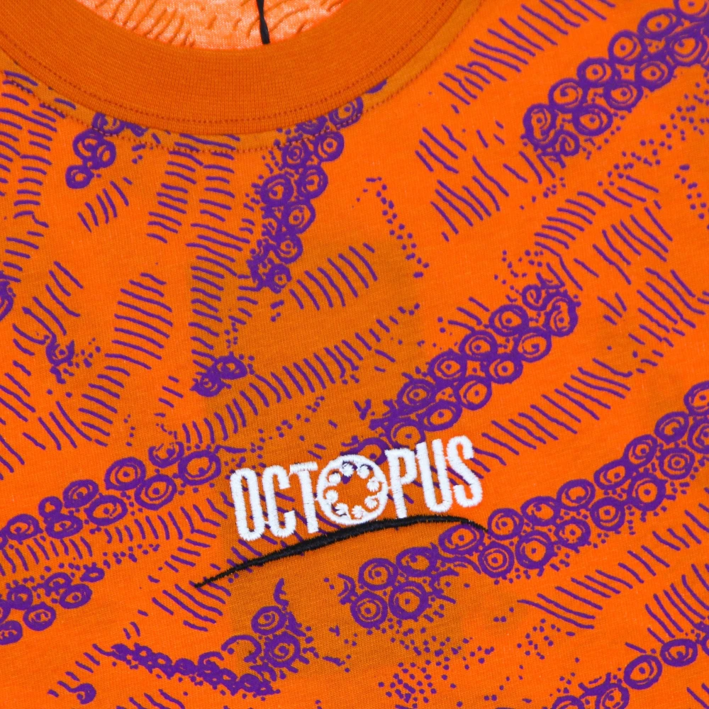 Octopus Sci-fi Oranje Tee met Print Orange Heren