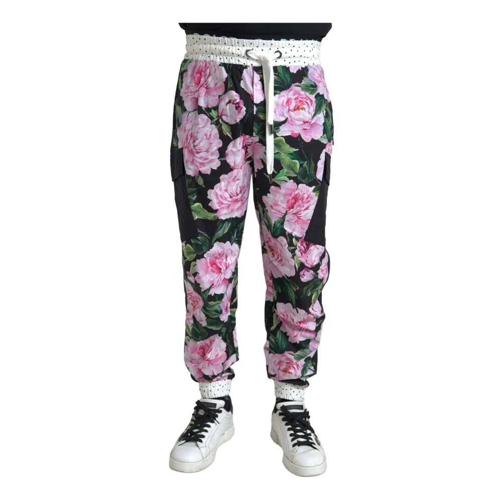 Dolce & Gabbana Men's Multicolor Sweatpants, 4XL, Peony Cotton Joggers