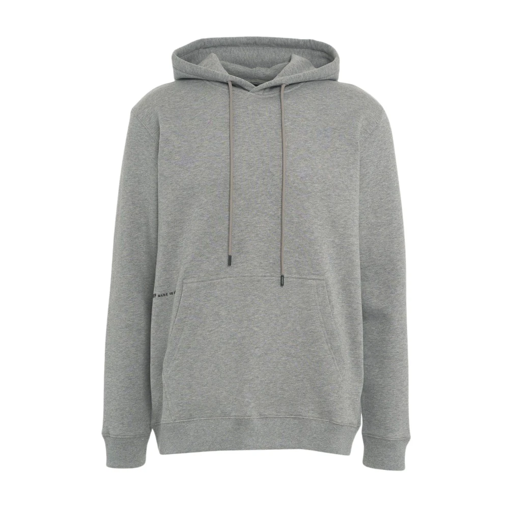 Dondup Hoodie met logo patch en kangoeroezak Gray Heren