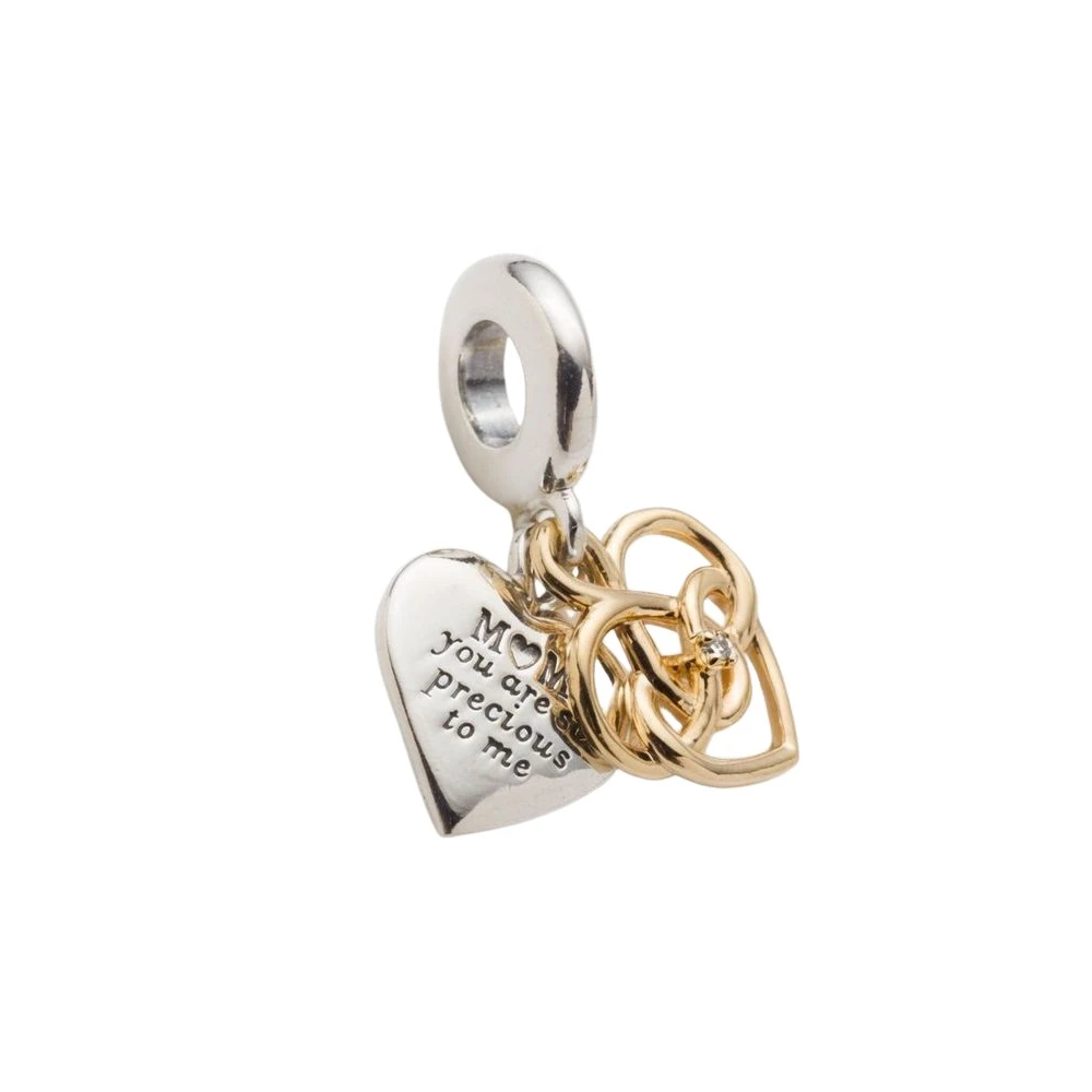 Pandora Multicolor Jewellery, Female, One Size, Lab-Grown Diamond Engravable Mom Double Dangle Charm