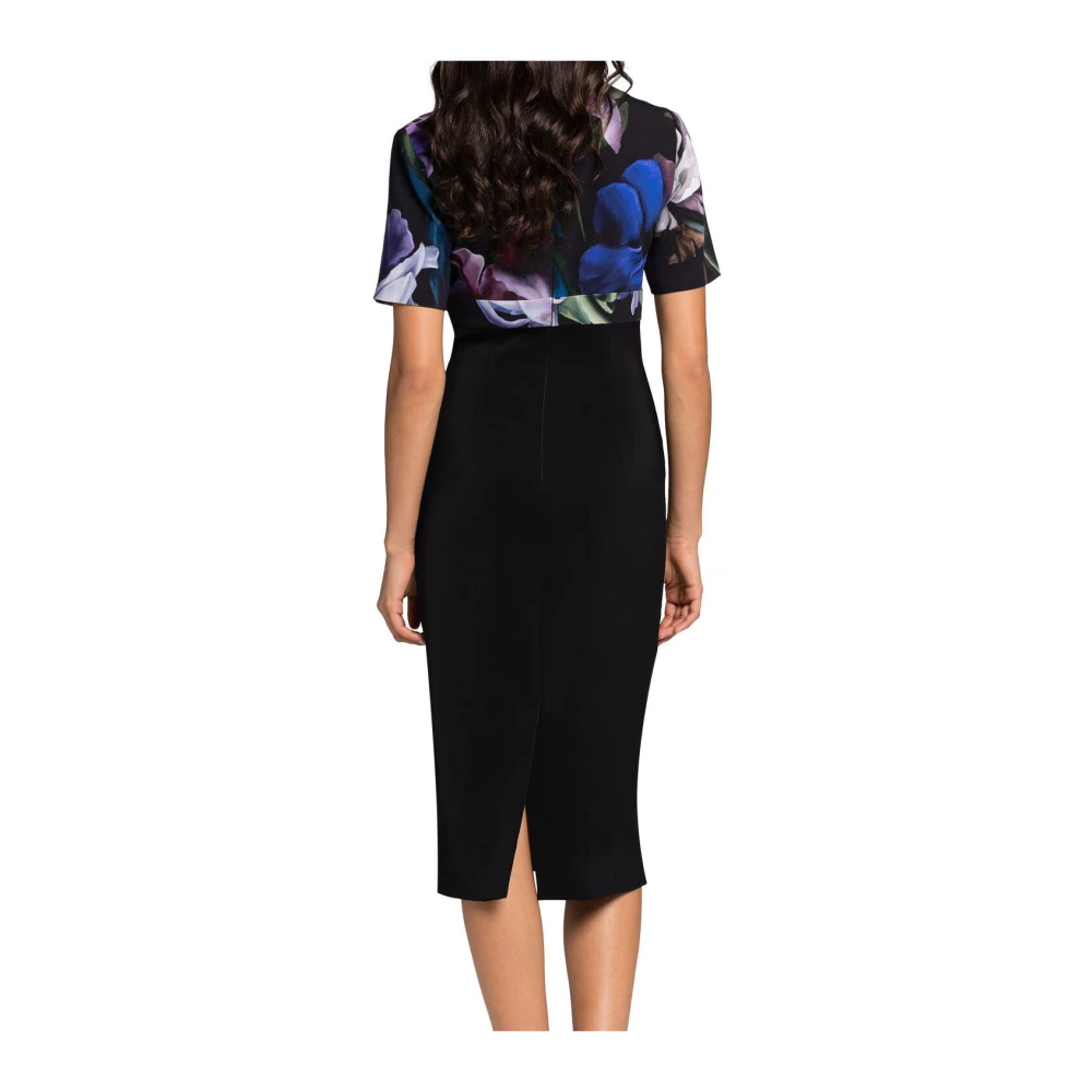 Roberto Cavalli Bloemen V-hals Jurk Italië Gemaakt Black Dames