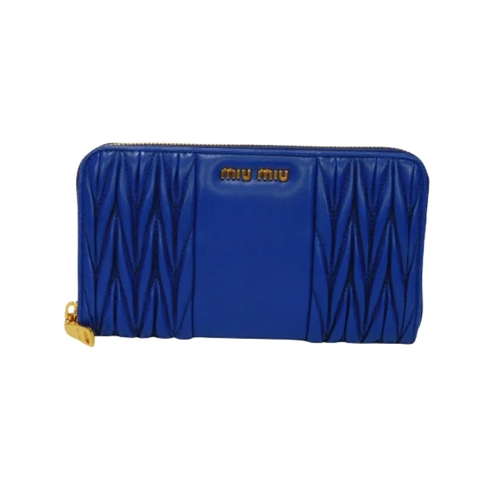 Miu Pre-owned Leather wallets Blue Dames