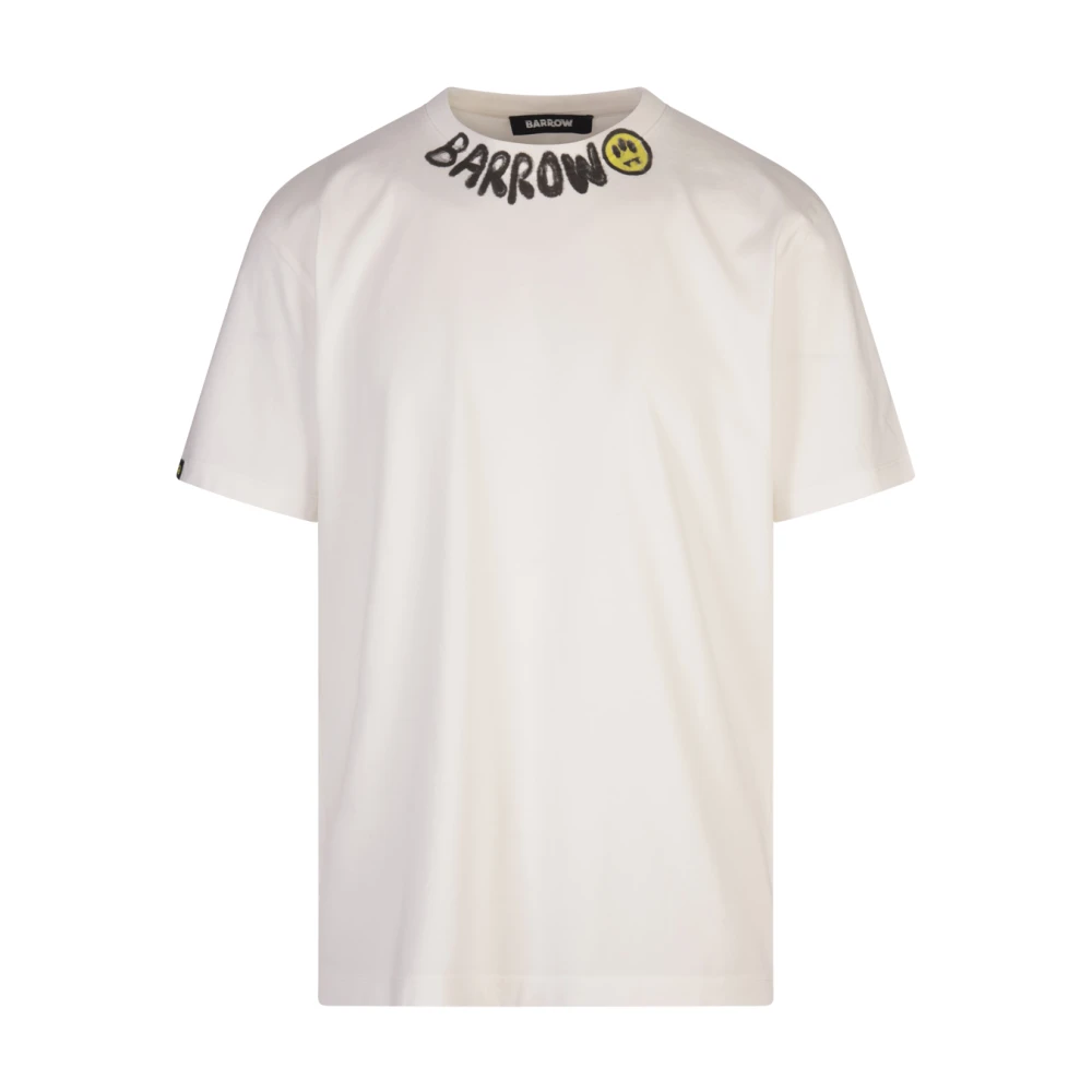 Barrow Wit T-shirt met Smile Print White Heren