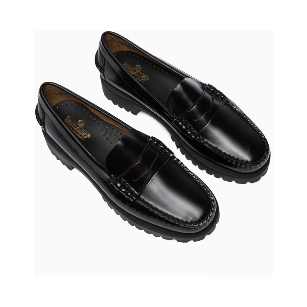 Sebago Met de hand genaaide leren mocassins Black Heren