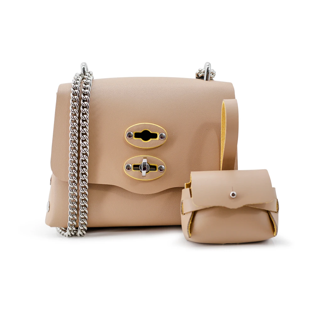 Zanellato Stijlvolle Beige Leren Schoudertas Beige Dames