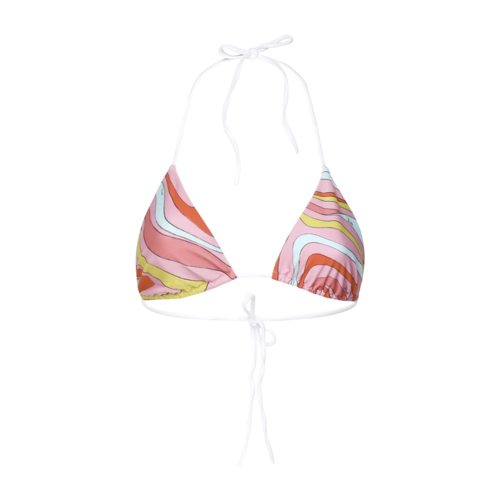 EMILIO PUCCI Driehoekige Nylon Bikini Top in Roze Oranje Multicolor Dames