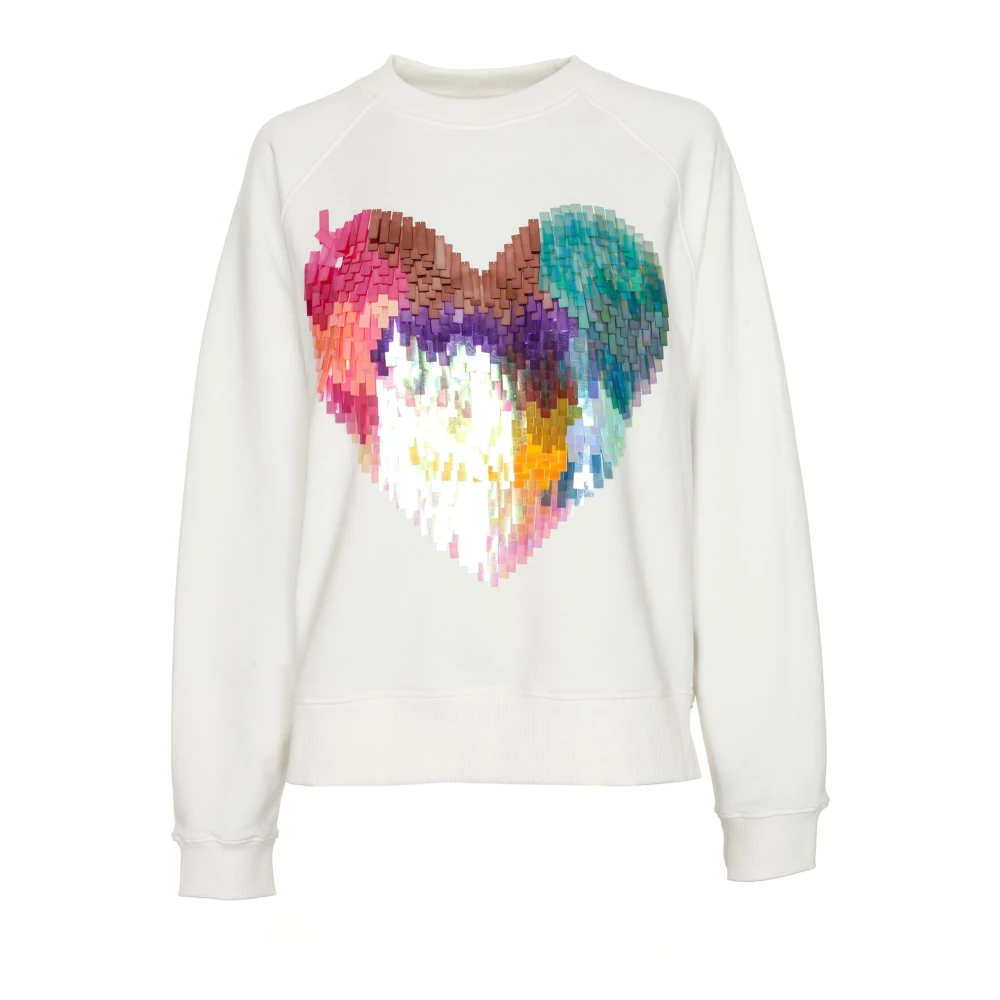 Essentiel Antwerp Hart Paillet Sweatshirt White Dames