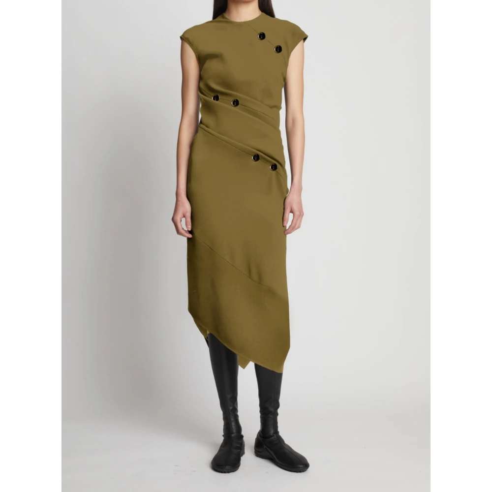 Proenza Schouler Spiraal Crepe Jurk Green Dames