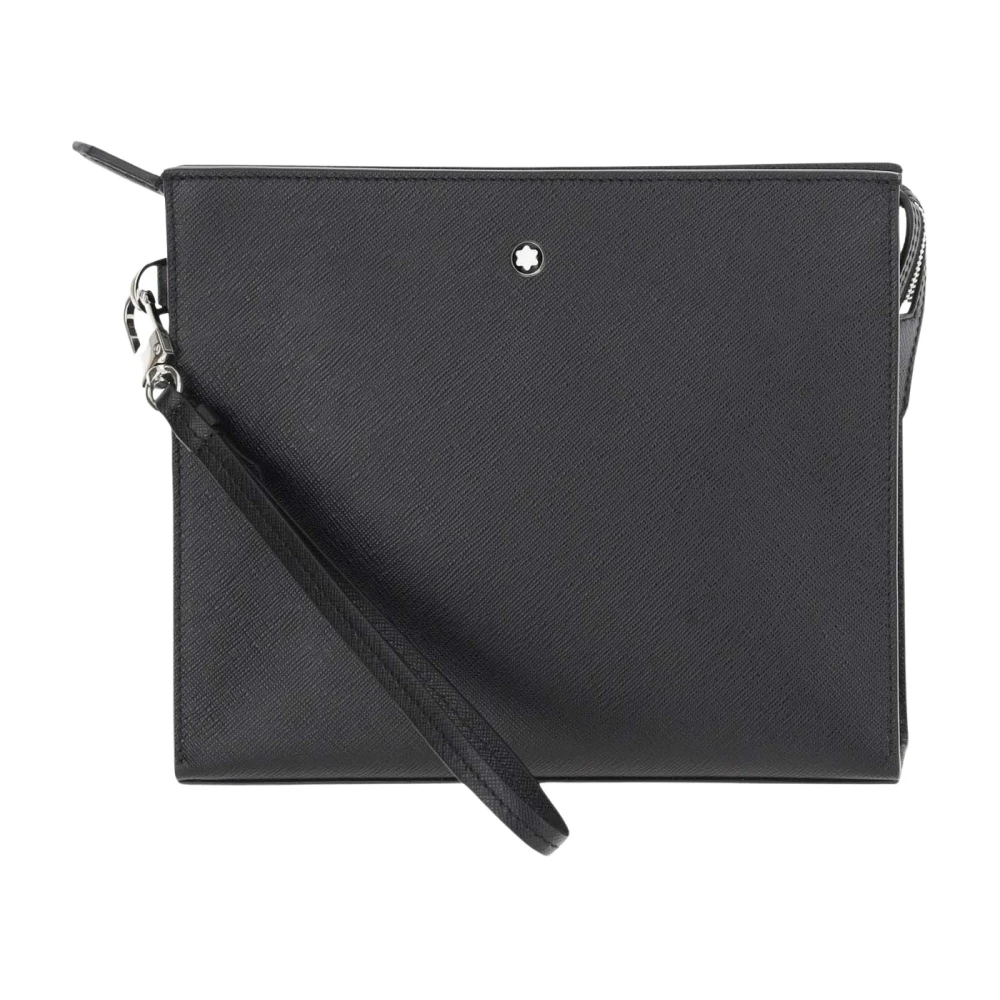 Montblanc Leren Clutch Tas met Embleem Detail Black Heren