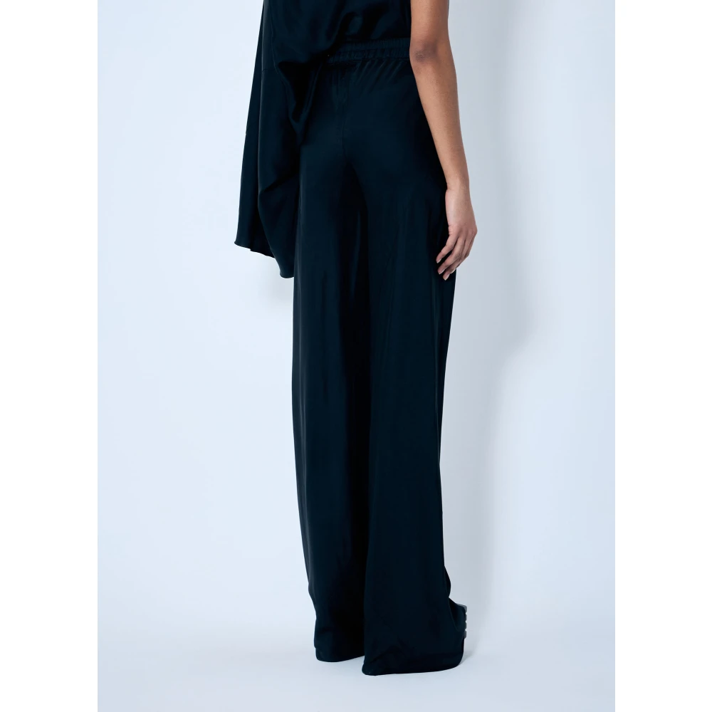 Rick Owens Satijnen Weefsel Panel Constructie Broek Black Dames